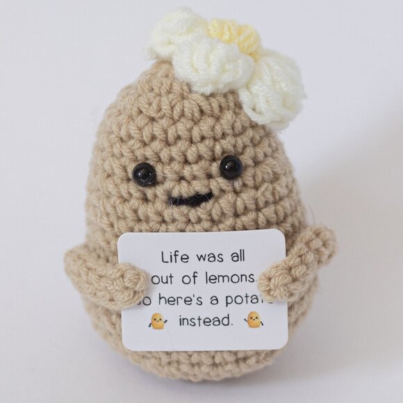 NWT 3 PC Khaki Potato with Bow and Red Heart/ Potato with White Flower V-Smile - Picture 3 of 7